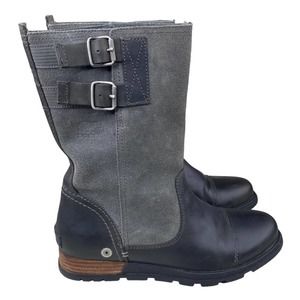 Sorel Womens Gray Black Major NL2166-028 Pull On Mid Calf Snow Boots Size US 6.5